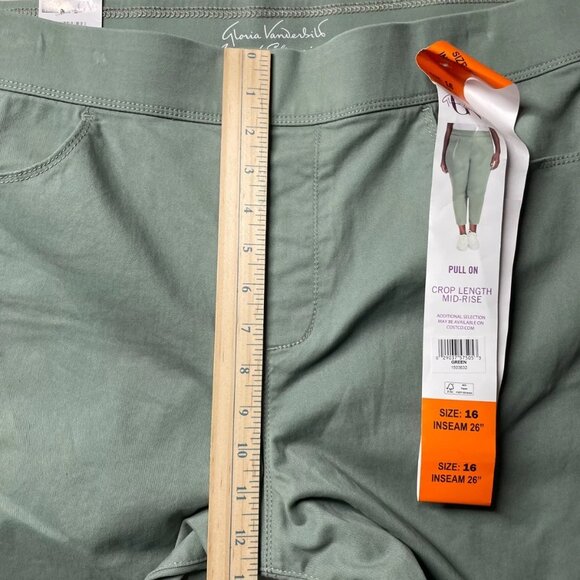 NWT Gloria Vanderbilt All Round Slimming Effect Green Pull On Crop Pants Size 16 - Picture 8 of 10